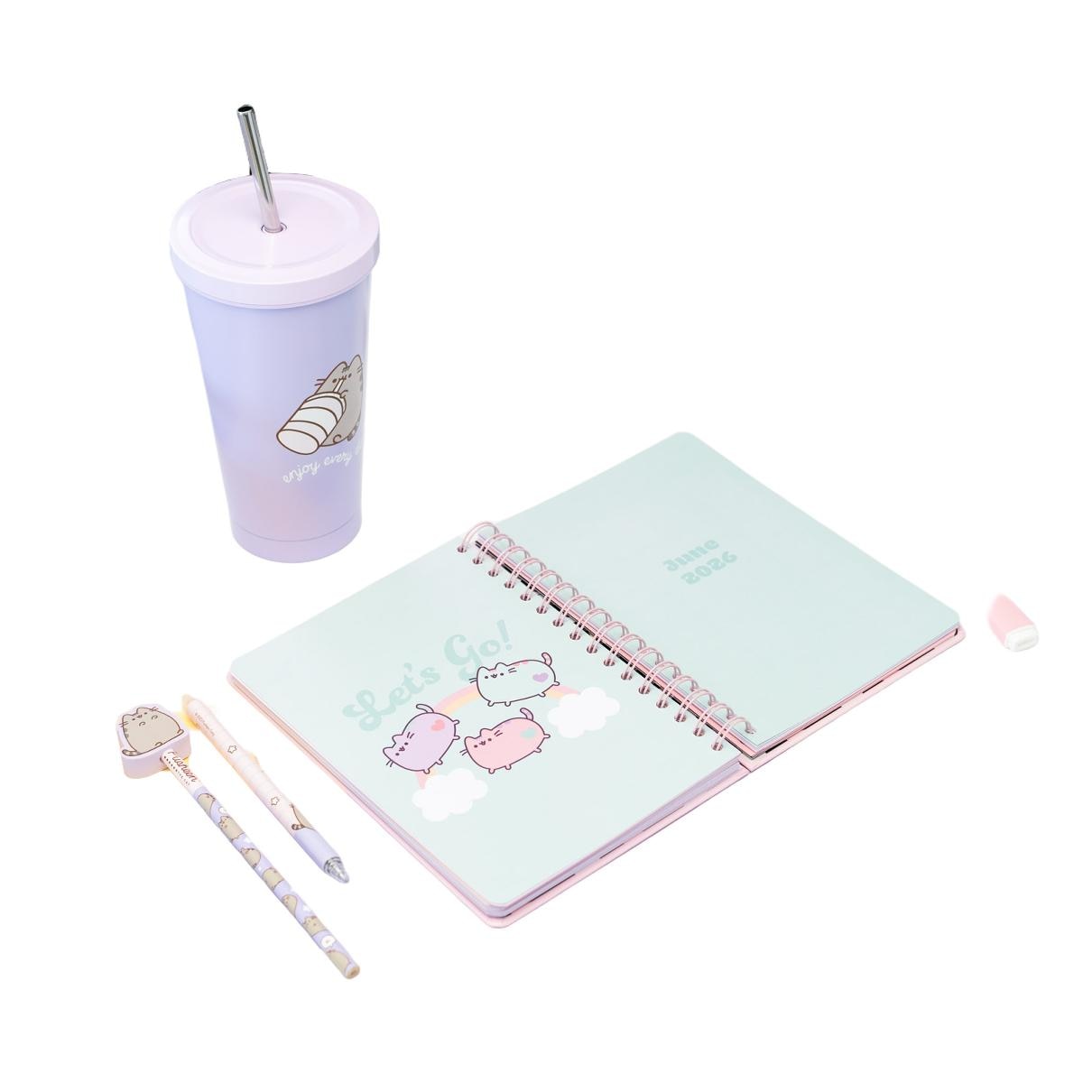 Agenda escolar 2025/2026 semana vista A5 12 meses Pusheen Erik rosa Rosa / Blanco-7
