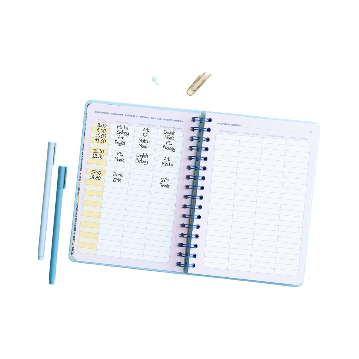 Agenda escolar 2025/2026 semana vista A5 12 meses Snoopy Erik azul Azul / Blanco-4