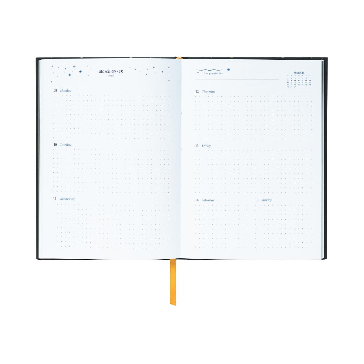 Agenda escolar 2025/2026 semana vista A5 con lomo 17 meses Astral Erik negro Negro / Amarillo-2