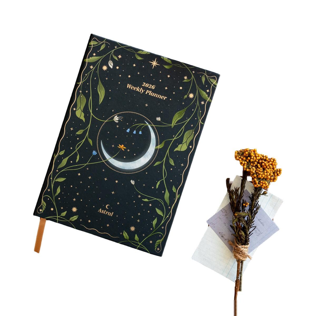 Agenda escolar 2025/2026 semana vista A5 con lomo 17 meses Astral Erik negro Negro / Amarillo-3