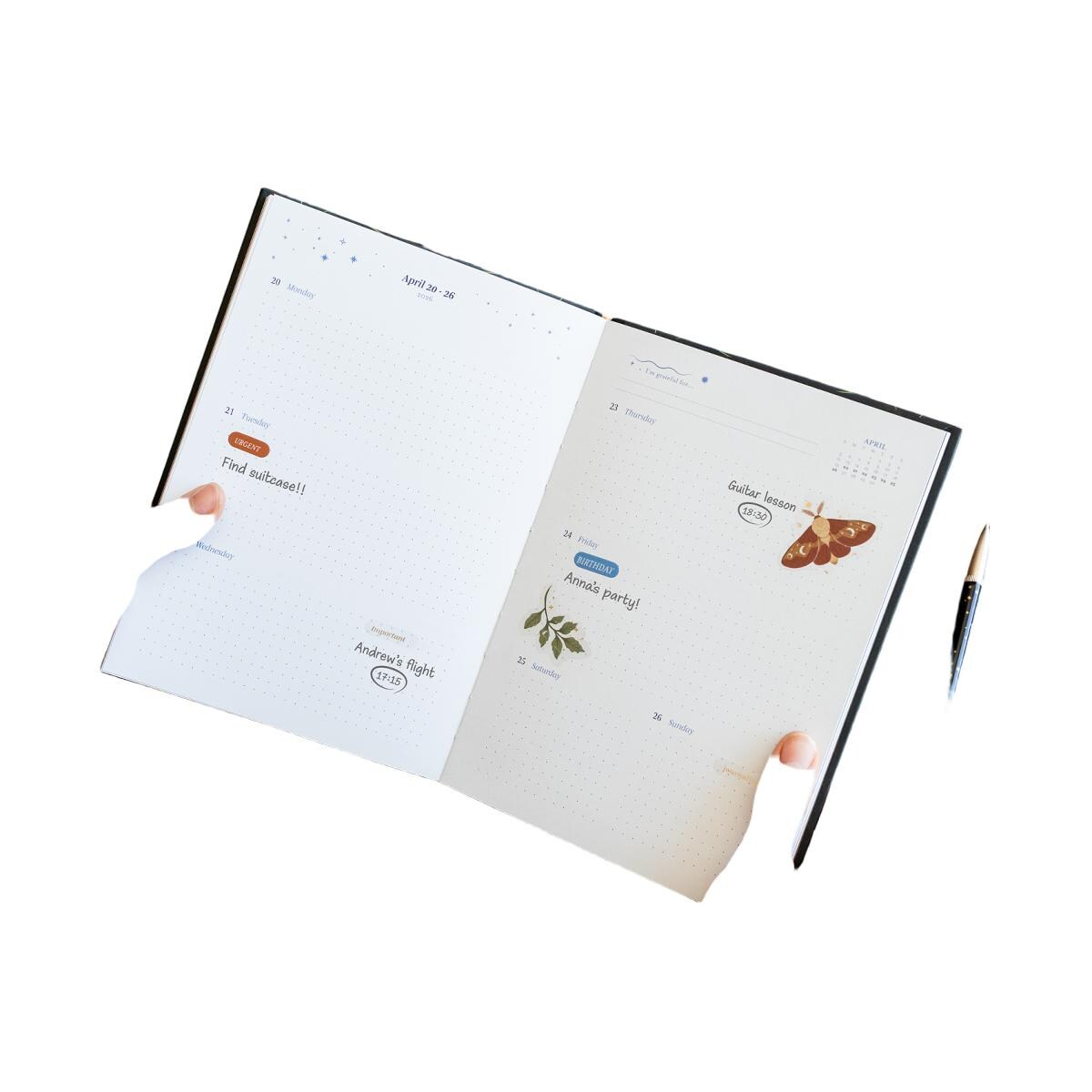 Agenda escolar 2025/2026 semana vista A5 con lomo 17 meses Astral Erik negro Negro / Amarillo-4