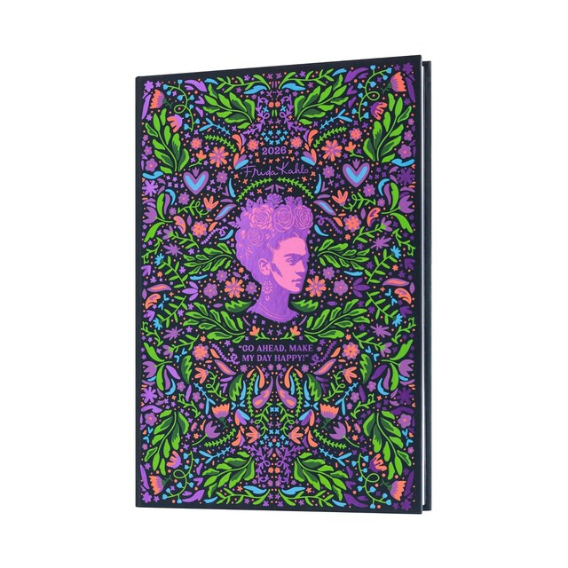 Imagen 0 de Agenda escolar 2025/2026 semana vista A5 con lomo 17 meses Frida Kahlo Erik morado