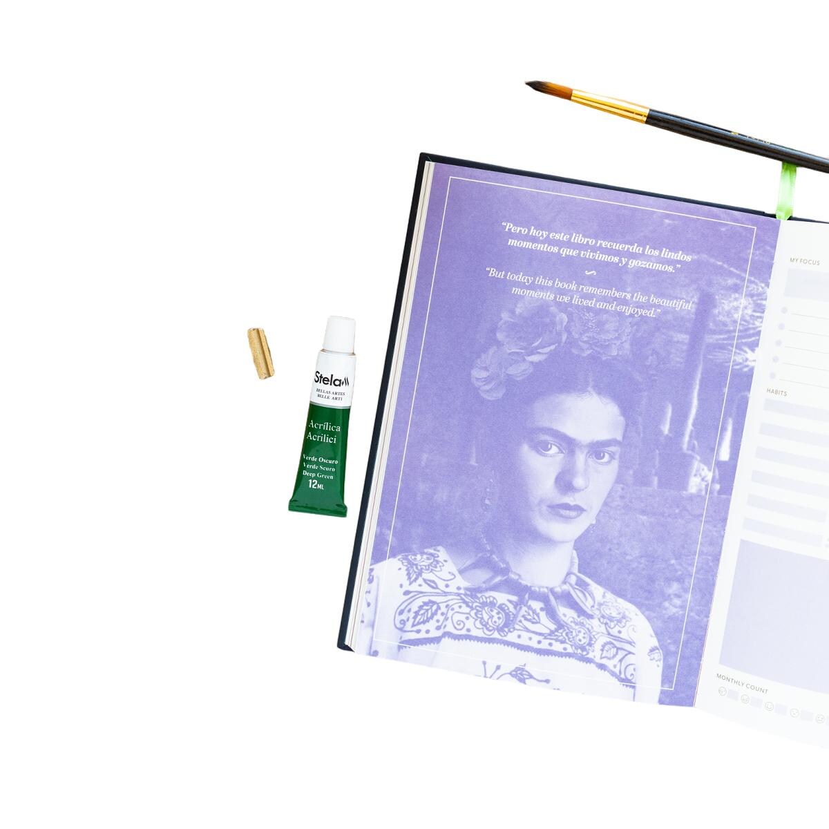 Agenda escolar 2025/2026 semana vista A5 con lomo 17 meses Frida Kahlo Erik morado Morado / Verde-5