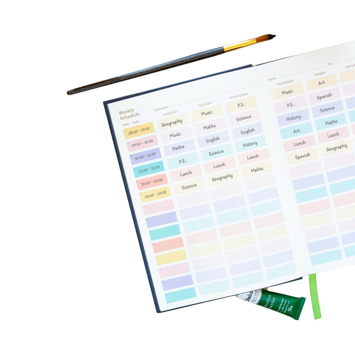 Agenda escolar 2025/2026 semana vista A5 con lomo 17 meses Frida Kahlo Erik morado Morado / Verde-6