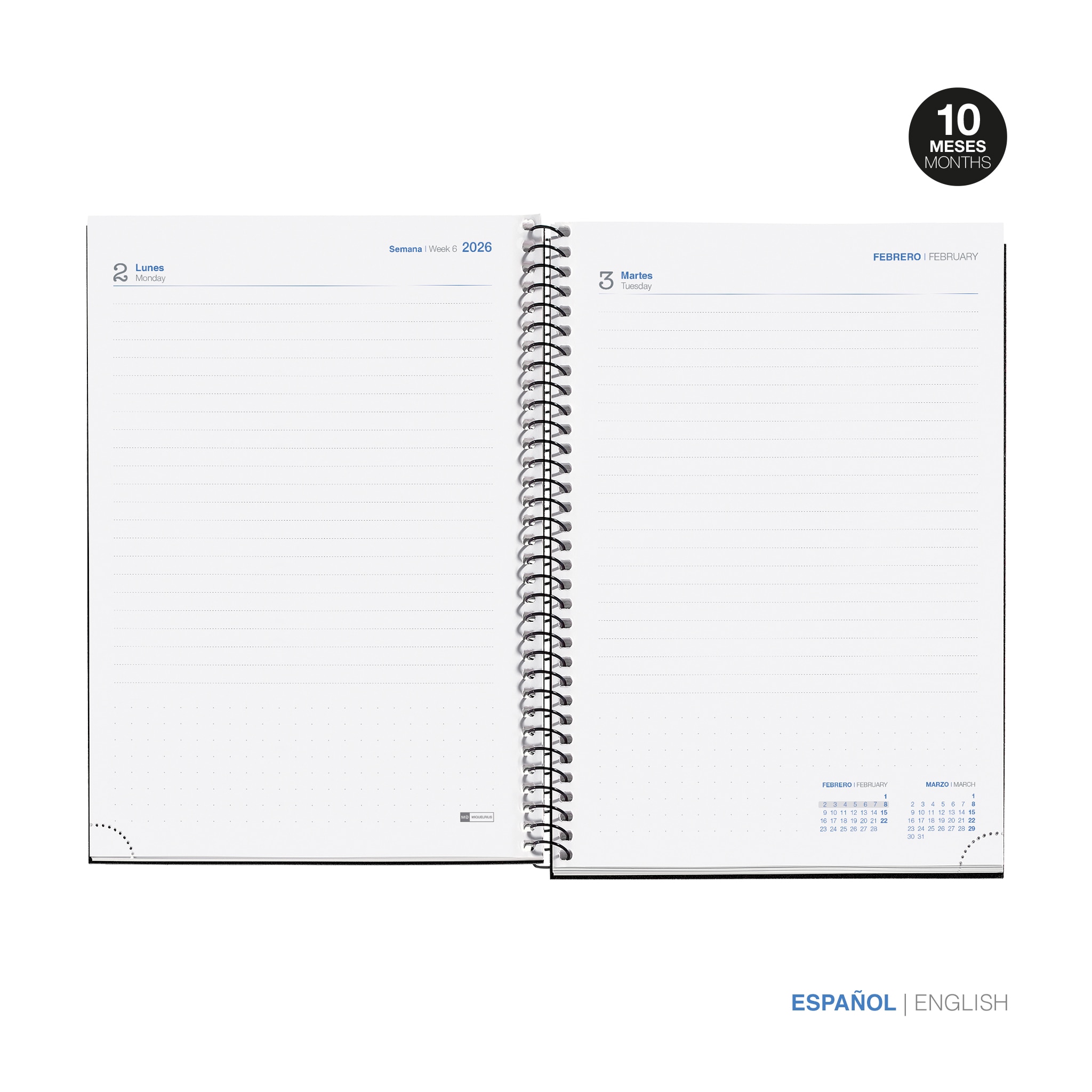 Agenda Escolar Plus 1 Día por Página Basic Marino 2025-2026 Miquelrius Espanhol Azul-marinho-2
