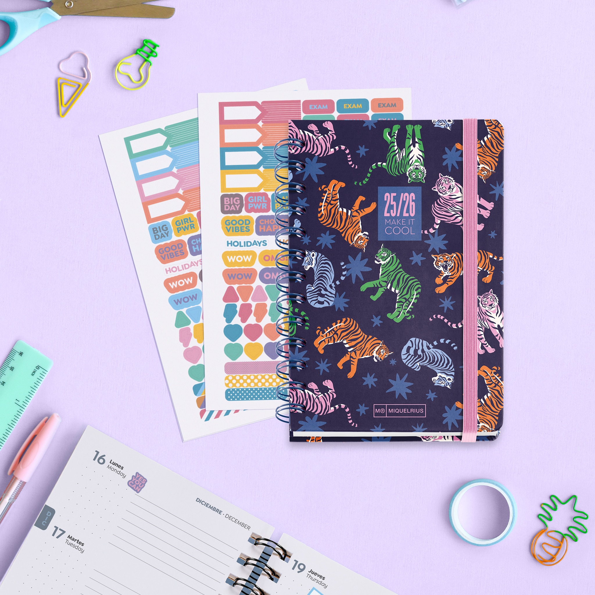 Agenda Escolar Activa Dia Página Tigres 2025-2026 Miquelrius Castelhano Multicolor-8