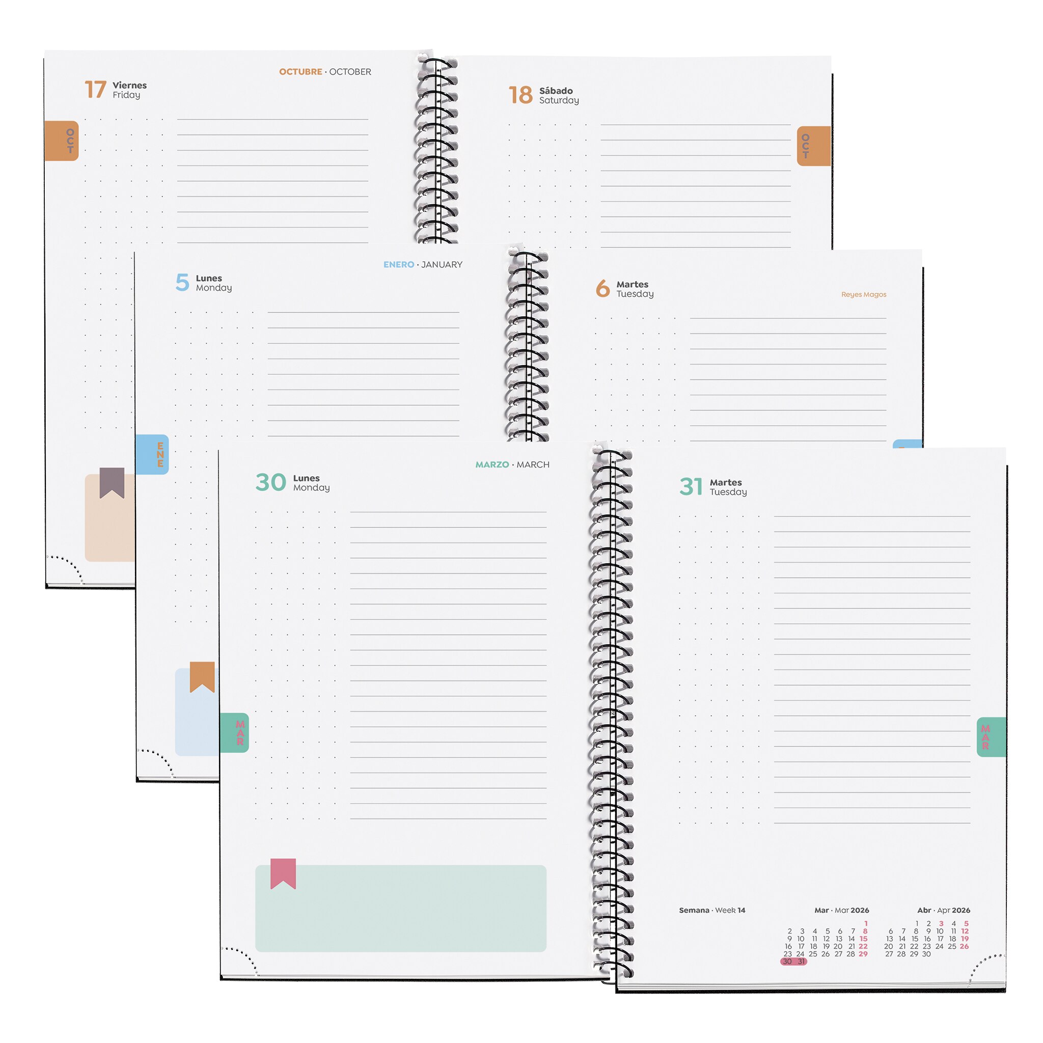 Agenda Escolar Plus Día Página Pink Desert 2025-2026 Miquelrius Castellano Multicolor-6