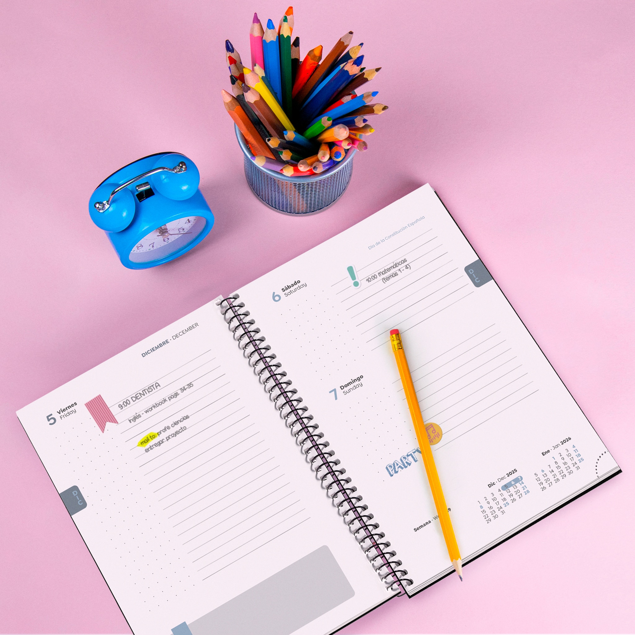 Agenda Escolar Plus Día Página Pink Desert 2025-2026 Miquelrius Castellano Multicolor-10