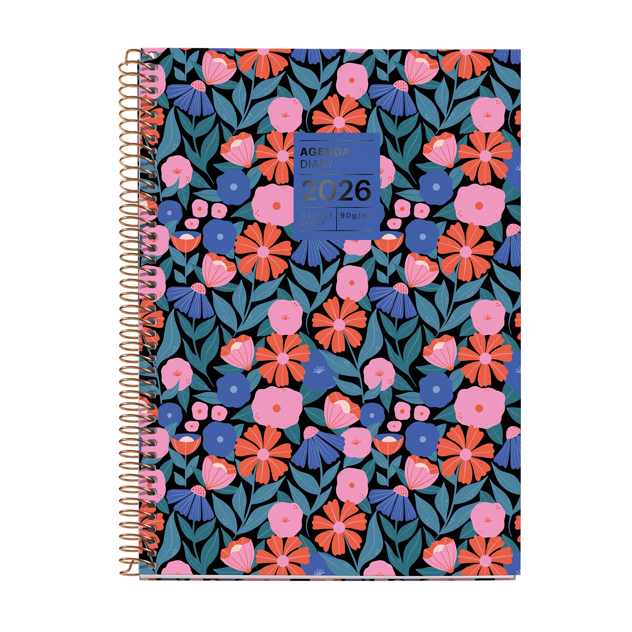 Agenda 18 Meses Plus Semana Vista Dark Flora 2025-2026 Miquelrius Castellano Multicolor-2