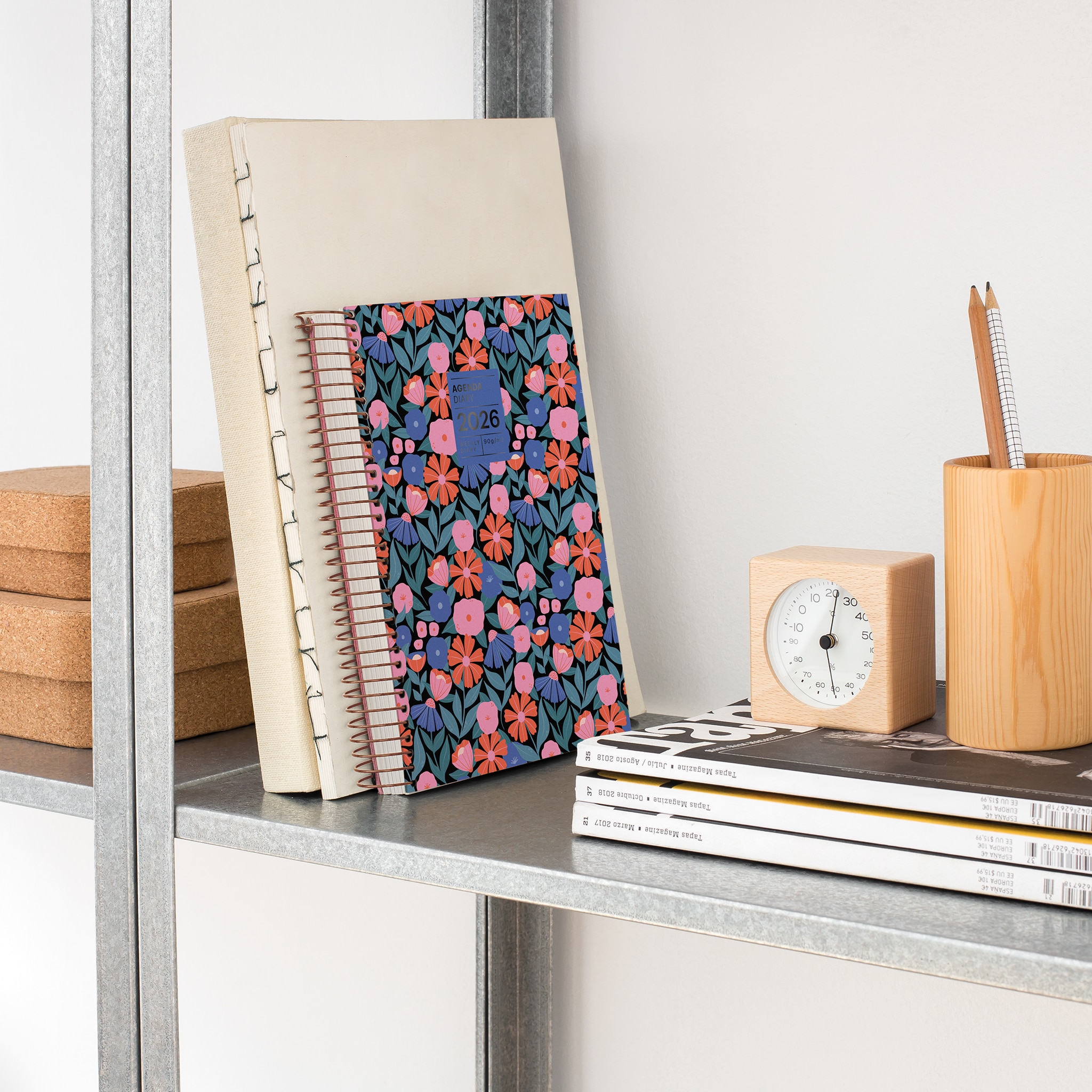 Agenda 18 Meses Plus Semana Vista Dark Flora 2025-2026 Miquelrius Castellano Multicolor-5