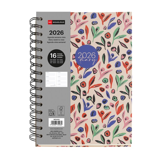 Imagem 0 de Agenda 16 Meses Plus Semana Vista Garden 2025-2026 Miquelrius Castelhano