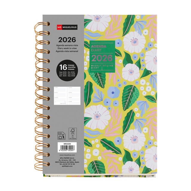 Imagem 0 de Agenda 16 Meses Plus Semana Vista Tropical 2025-2026 Miquelrius Castelhano