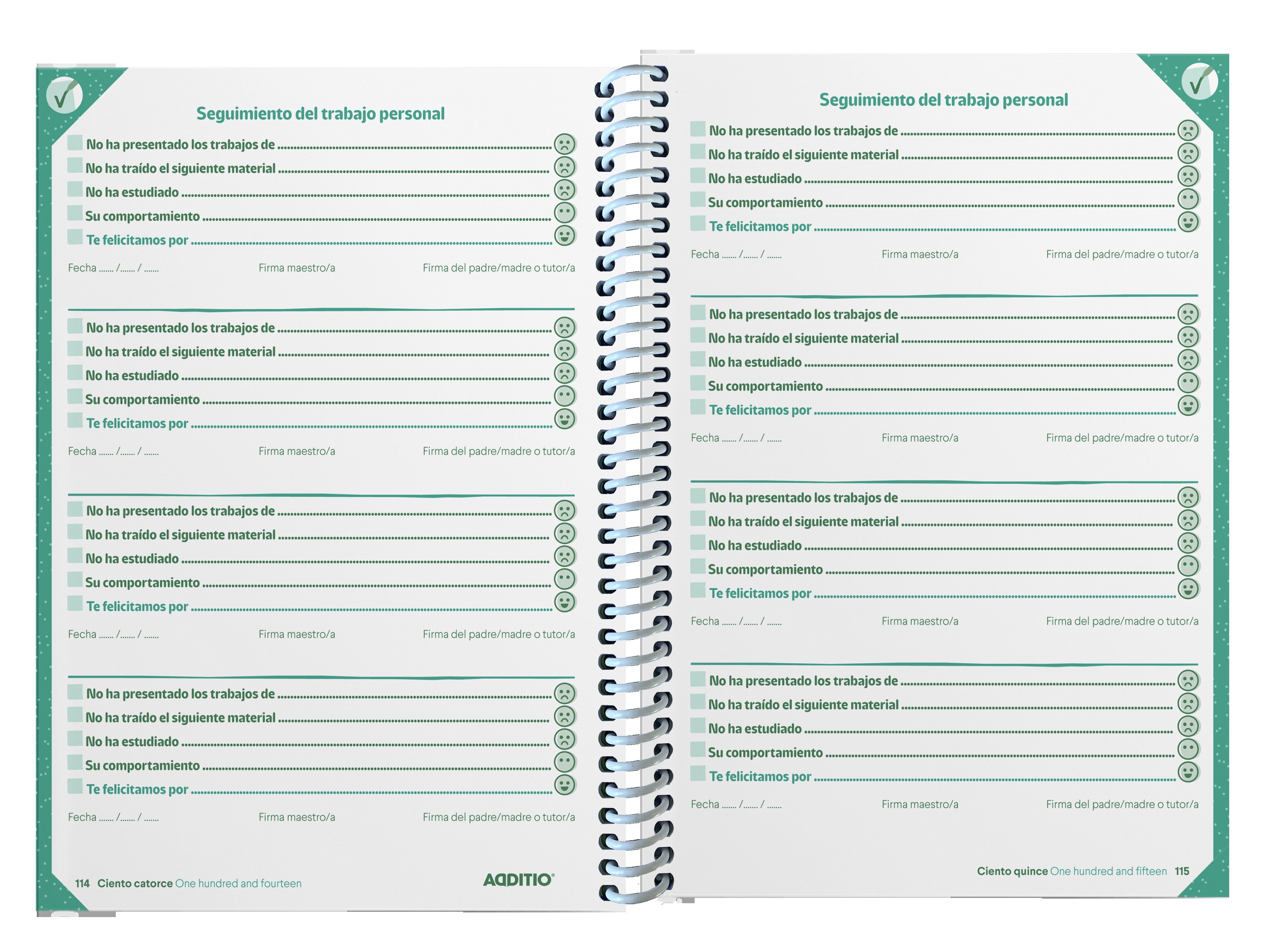 Agenda Planet, Curso 2025-2026 Vista Semanal, Formato DIN A5, Additio, Verde, Espanhol 4