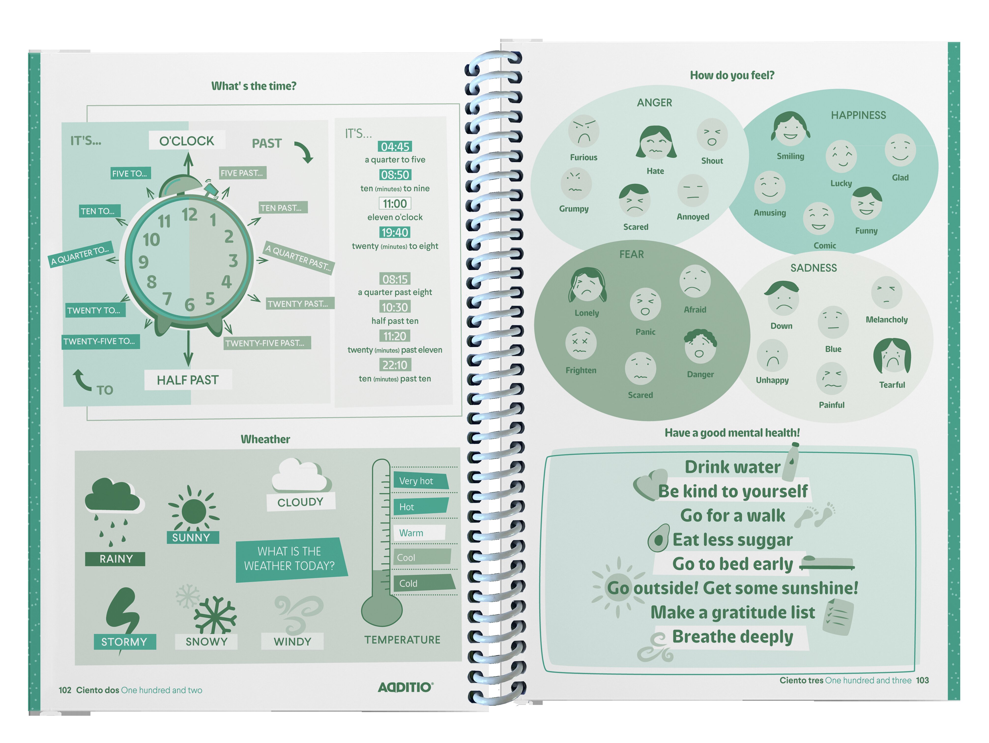 Agenda Planet, Curso 2025-2026 Vista Semanal, Formato DIN A5, Additio, Verde, Espanhol 6