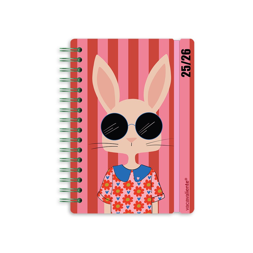Imagem 0 de Agenda Escolar 2025-2026 Dia por Página A5 Vacavaliente Bilingue em Pele Reciclada Bunny Hipster