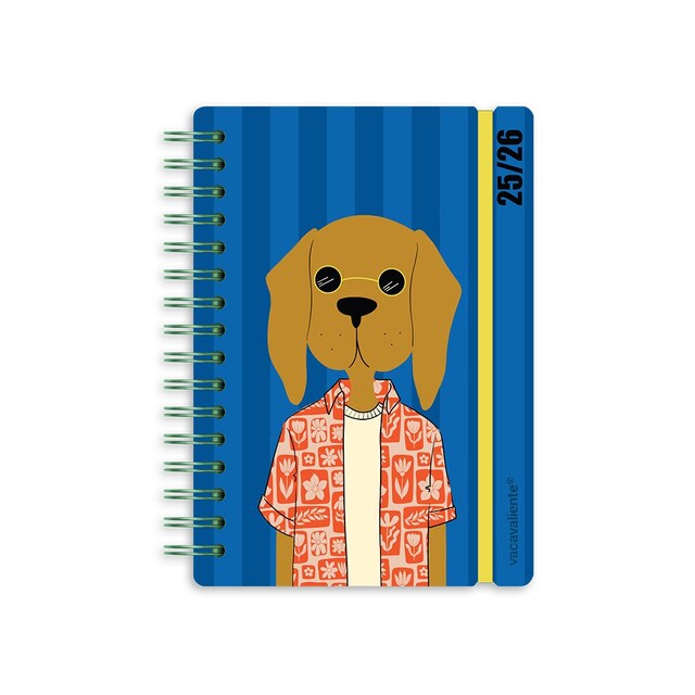 Imagem 0 de Afenda Escolar 2025-2026 Dia por Página A5 Bilingue Vacavaliente em Pele Reciclada Dog Hipste