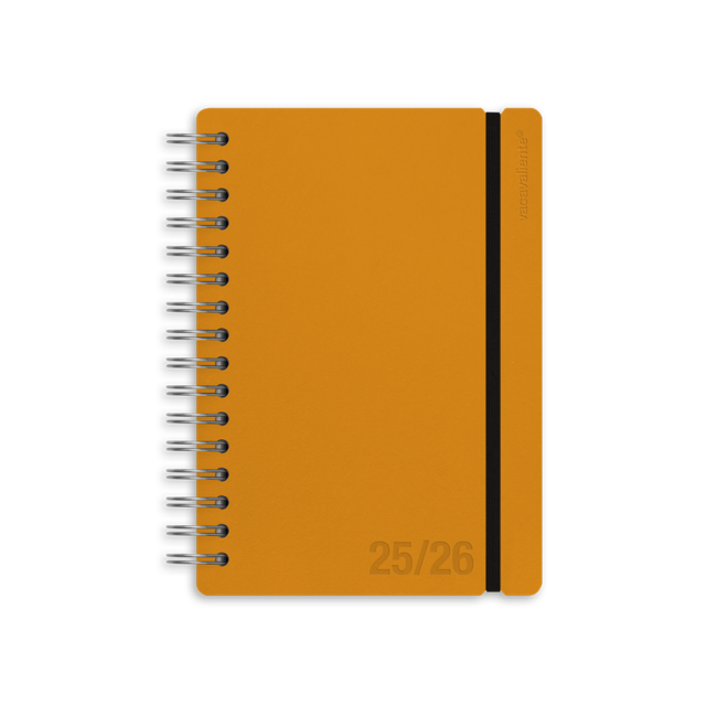 Imagem 0 de Agenda Escolar 2025-2026 Dia por Página A5 Vacavaliente Bilingue em Pele Reciclada Pumpkin Orange