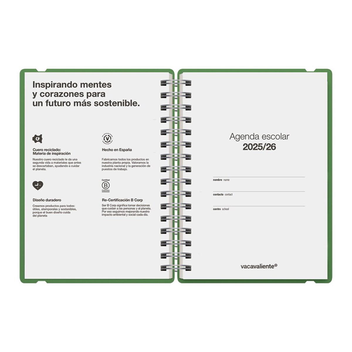 Agenda 2022 2023 - Cuero Regenerado - Ocean - Semana Vista - Tamaño A5-15 X 21 Cm - Idioma: Español - Inglés - Incluye Dos Cintas De Registro Y Pegatinas – Kunnui