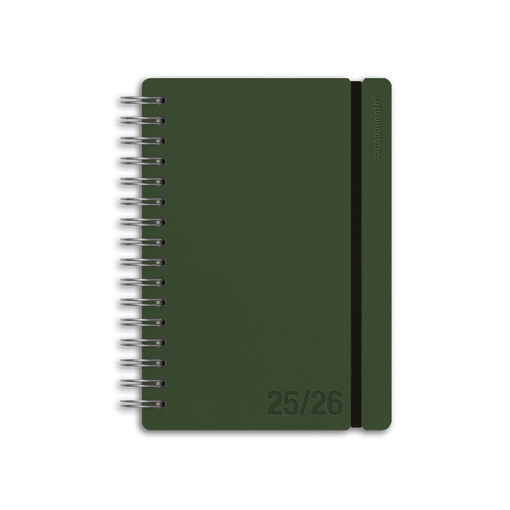 Imagem 0 de Agenda Escolar 2025-2026 Vista Semanal A5 Vacavaliente Bilingue em Pele Reciclada Forest Green