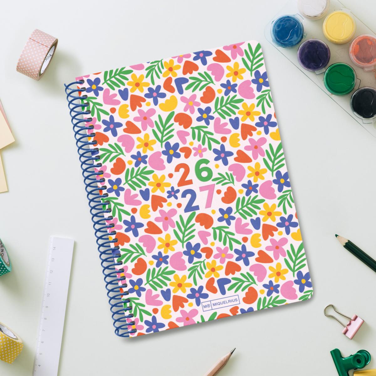 Agenda Escolar Plus Semana Vista Flowery 2026-27 Miquelrius Multicolor-8