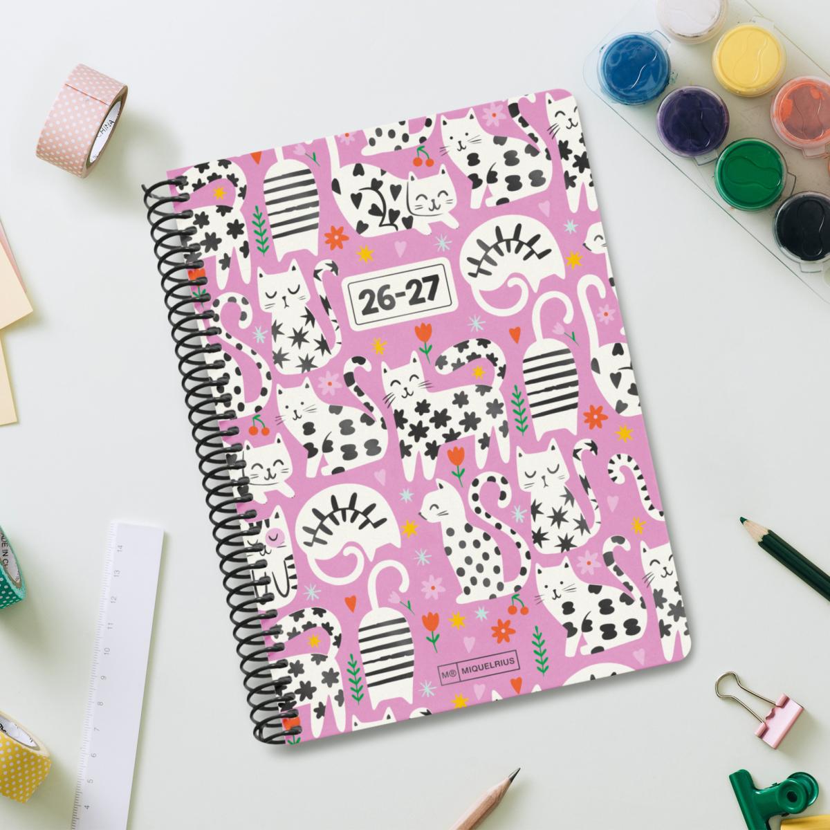 Agenda Escolar Plus Semana Vista Cats 2026-27 Miquelrius Multicolor-8