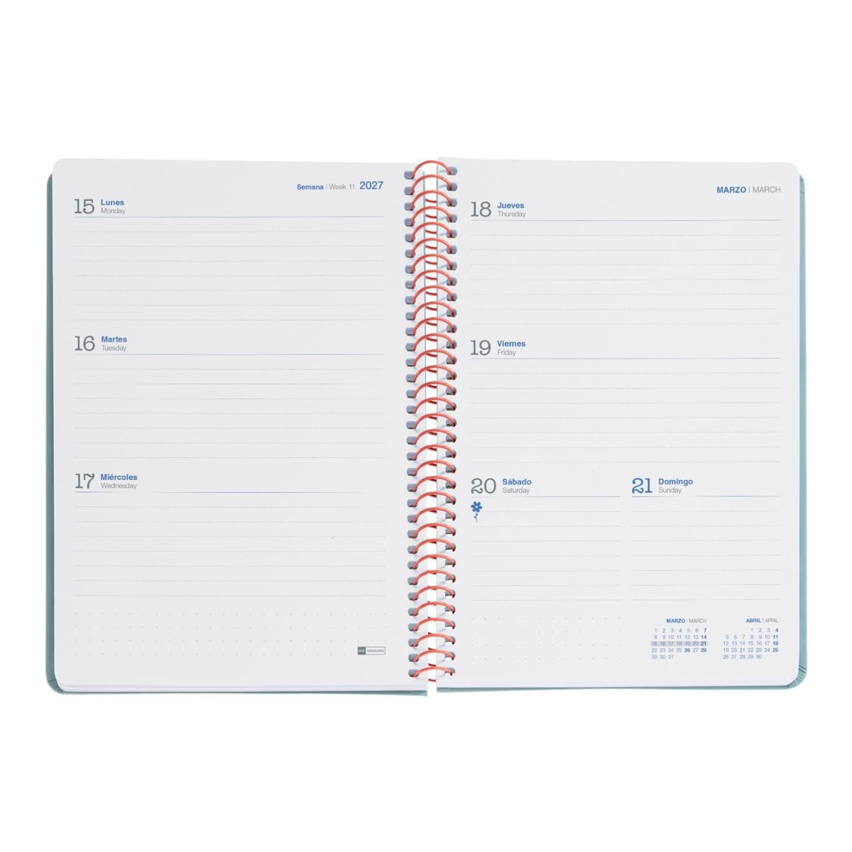 Agenda Escolar Plus Semana Vista Basic Coral 2026-27 Miquelrius Coral-2