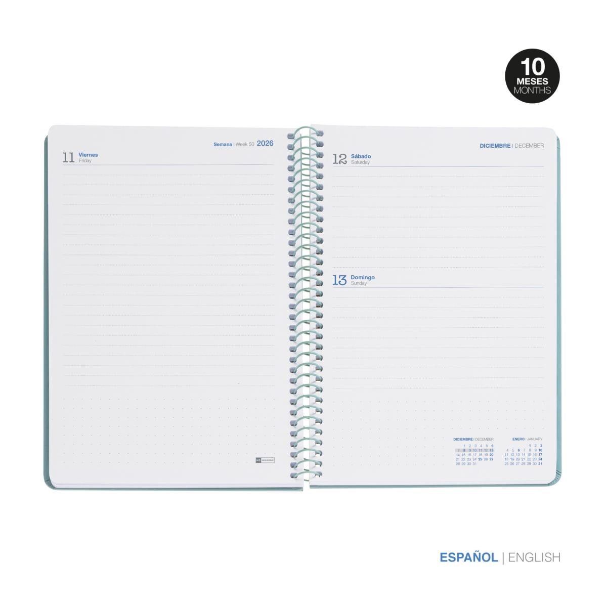 Agenda Escolar Plus Día Página Basic Verde 2026-27 Miquelrius Verde-2