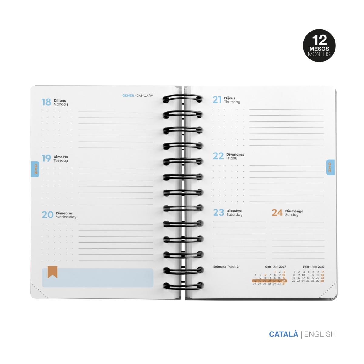 Agenda Escolar Activa Semana Vista Catalão Gatuna 2026-27 Miquelrius Multicolor-2