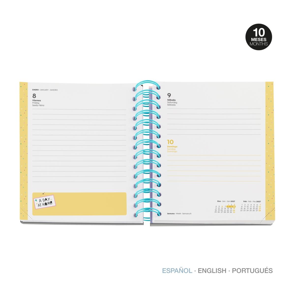 Agenda Escolar B2F Dia Página Panda 2026-27 Miquelrius Prata-2