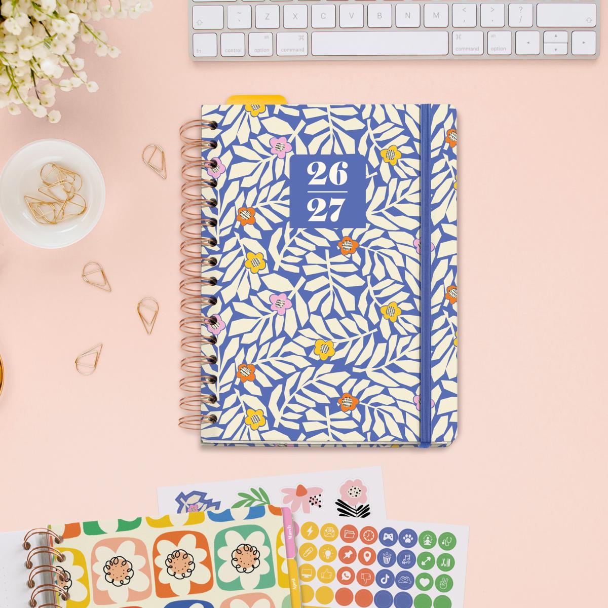 Agenda Escolar Plus Wire-O Semana Vista Blue Garden Hutter 2026-27 Miquelrius Multicolor-10