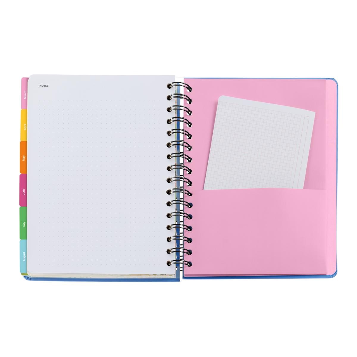 Agenda Escolar Plus Wire-O Semana Vista Green Bloom Hutter 2026-27 Miquelrius Multicolor-4