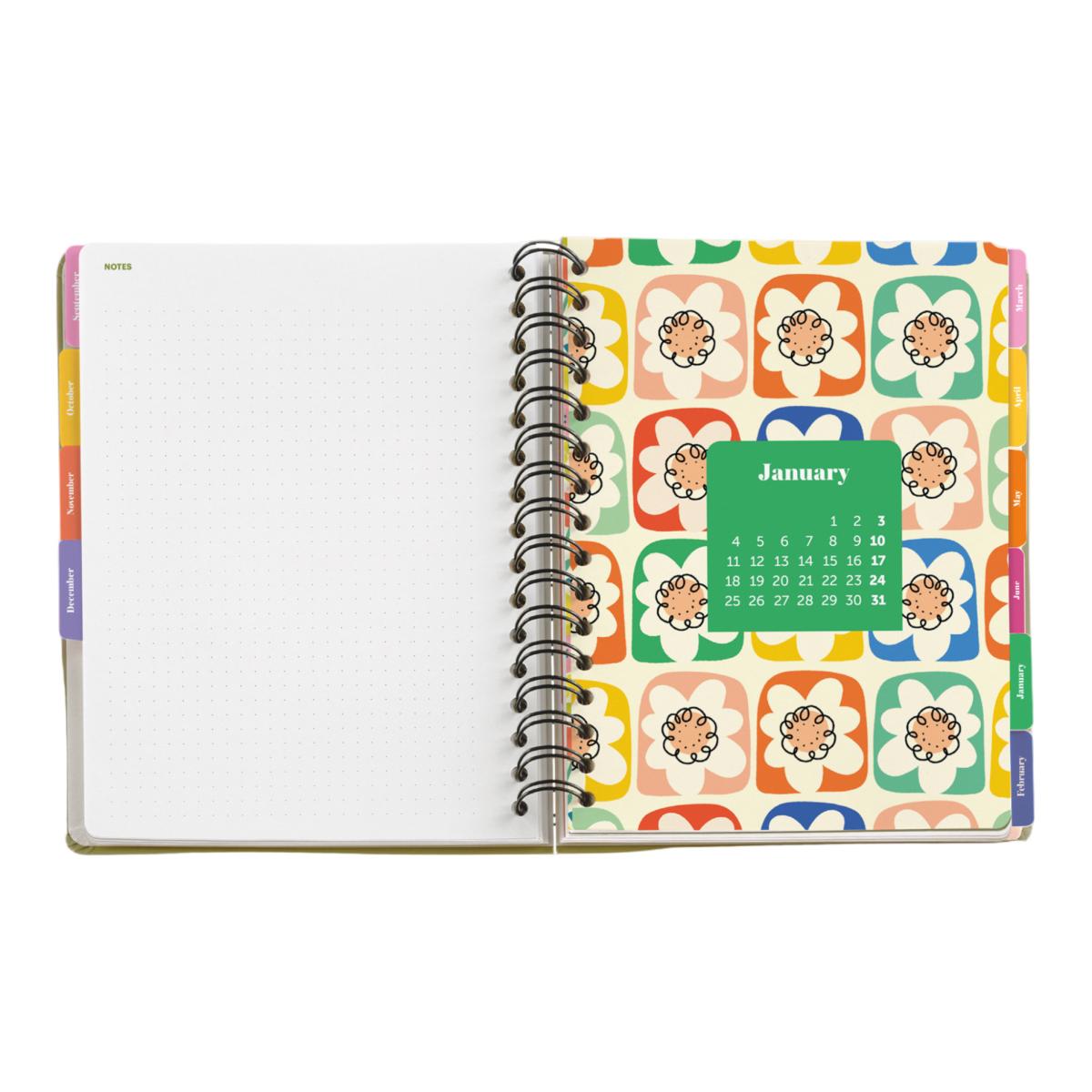 Agenda Escolar Plus Wire-O Semana Vista Green Bloom Hutter 2026-27 Miquelrius Multicolor-6