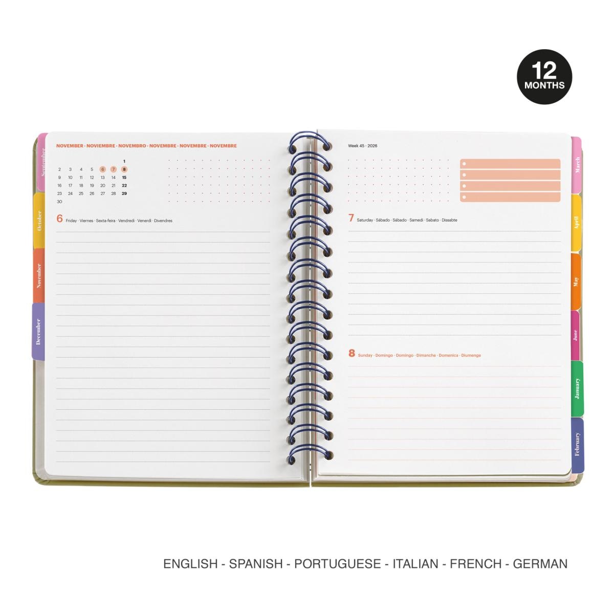 Agenda Escolar Plus Wire-O Día Página Sunny Lines Hutter 2026-27 Miquelrius Multicolor-2