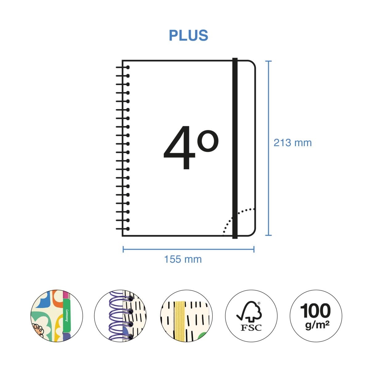 Agenda Escolar Plus Wire-O Día Página Sunny Lines Hutter 2026-27 Miquelrius Multicolor-9