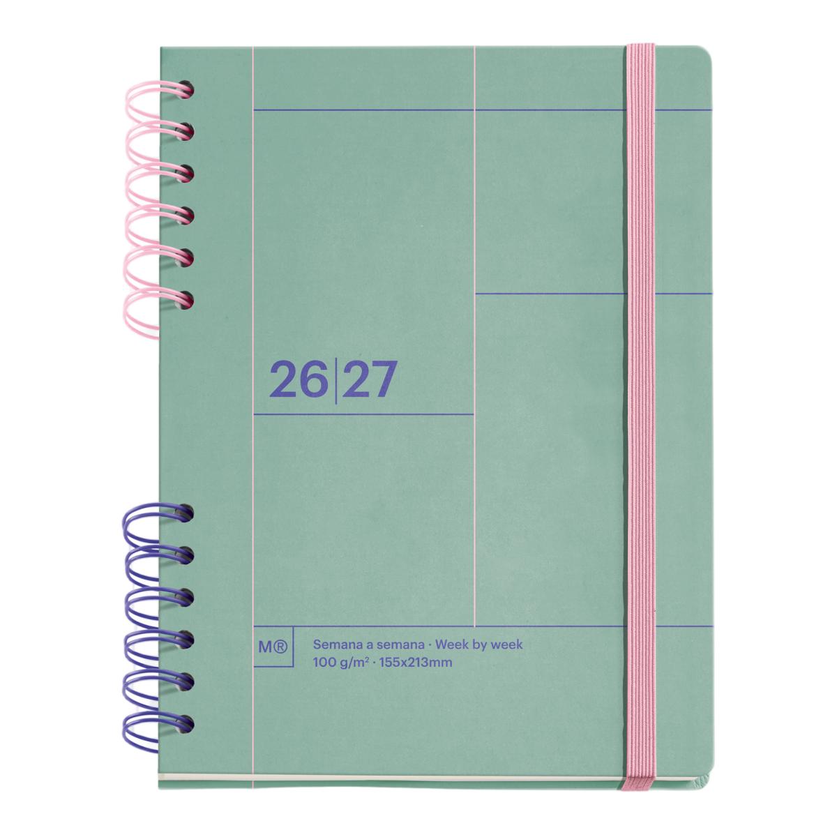 Imagen 0 de Agenda Escolar Plus Wire-O Semana Vista Verde Back To Basics 2026-27 Miquelrius