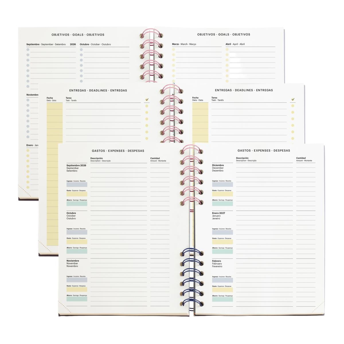 Agenda Escolar Plus Wire-O Semana Vista Verde Back To Basics 2026-27 Miquelrius Verde-4