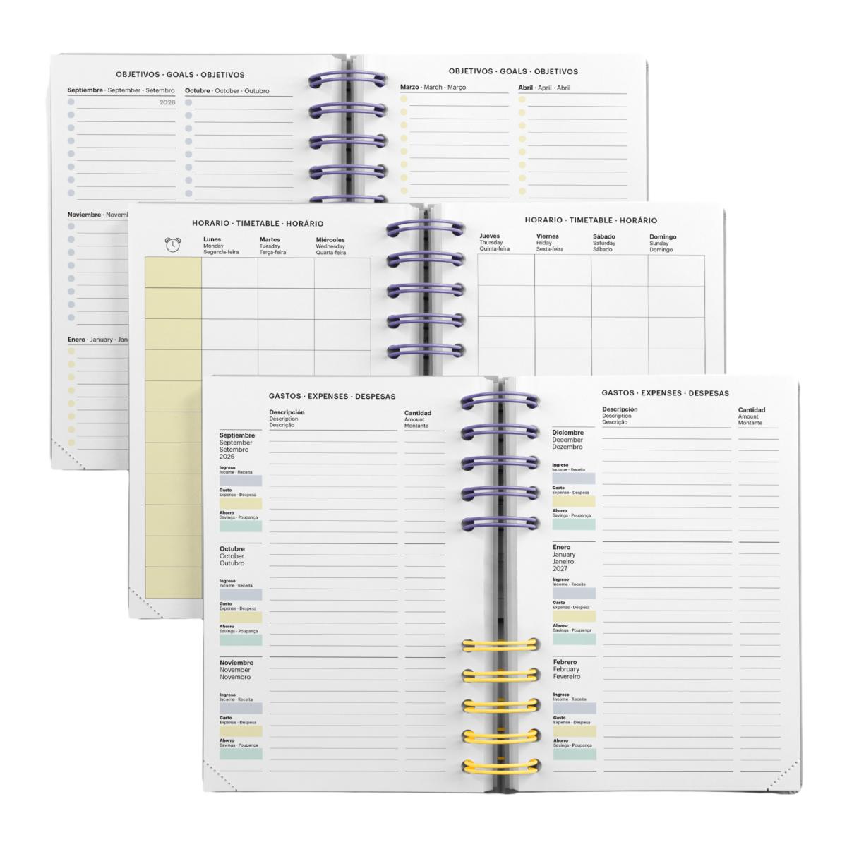 Agenda Escolar Activa Semana Vista Gris Back To Basics 2026-27 Miquelrius Cinzento-6