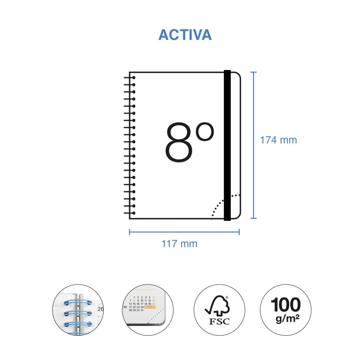 Agenda Escolar Activa Semana Vista Gris Back To Basics 2026-27 Miquelrius Cinzento-7