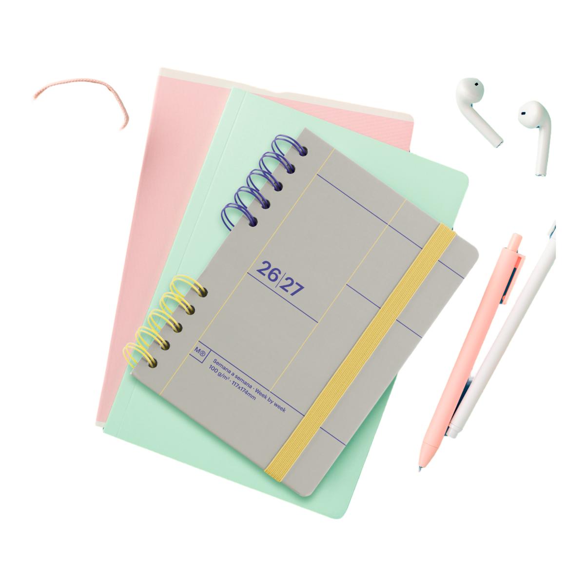 Agenda Escolar Activa Semana Vista Gris Back To Basics 2026-27 Miquelrius Cinzento-9