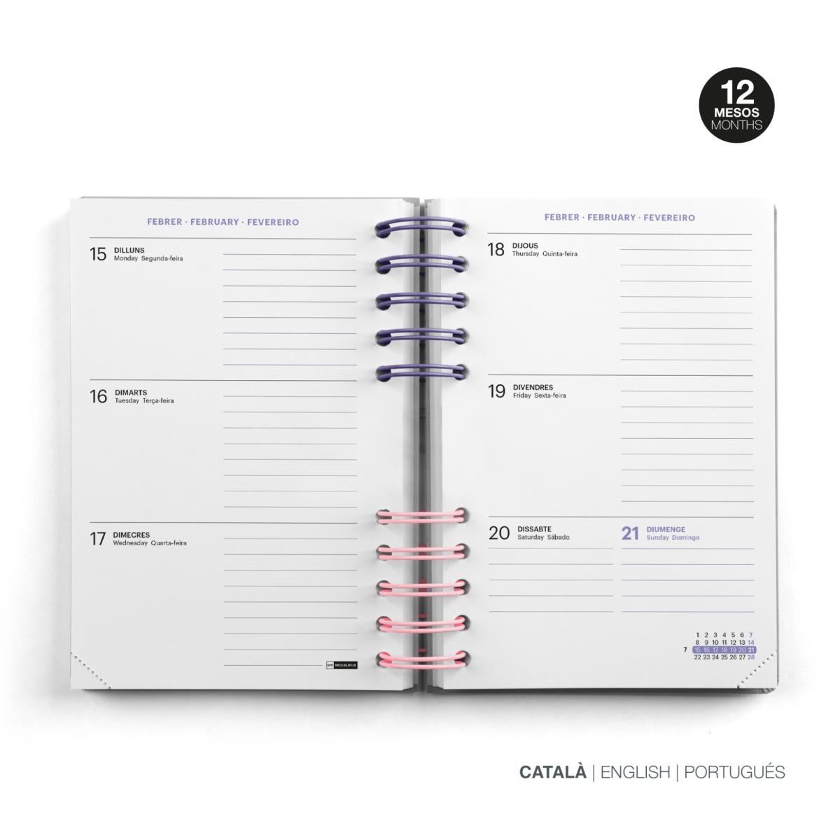 Agenda Escolar Activa Semana Vista Catalán Malva Back To Basics 2026-27 Miquelrius Malva-2