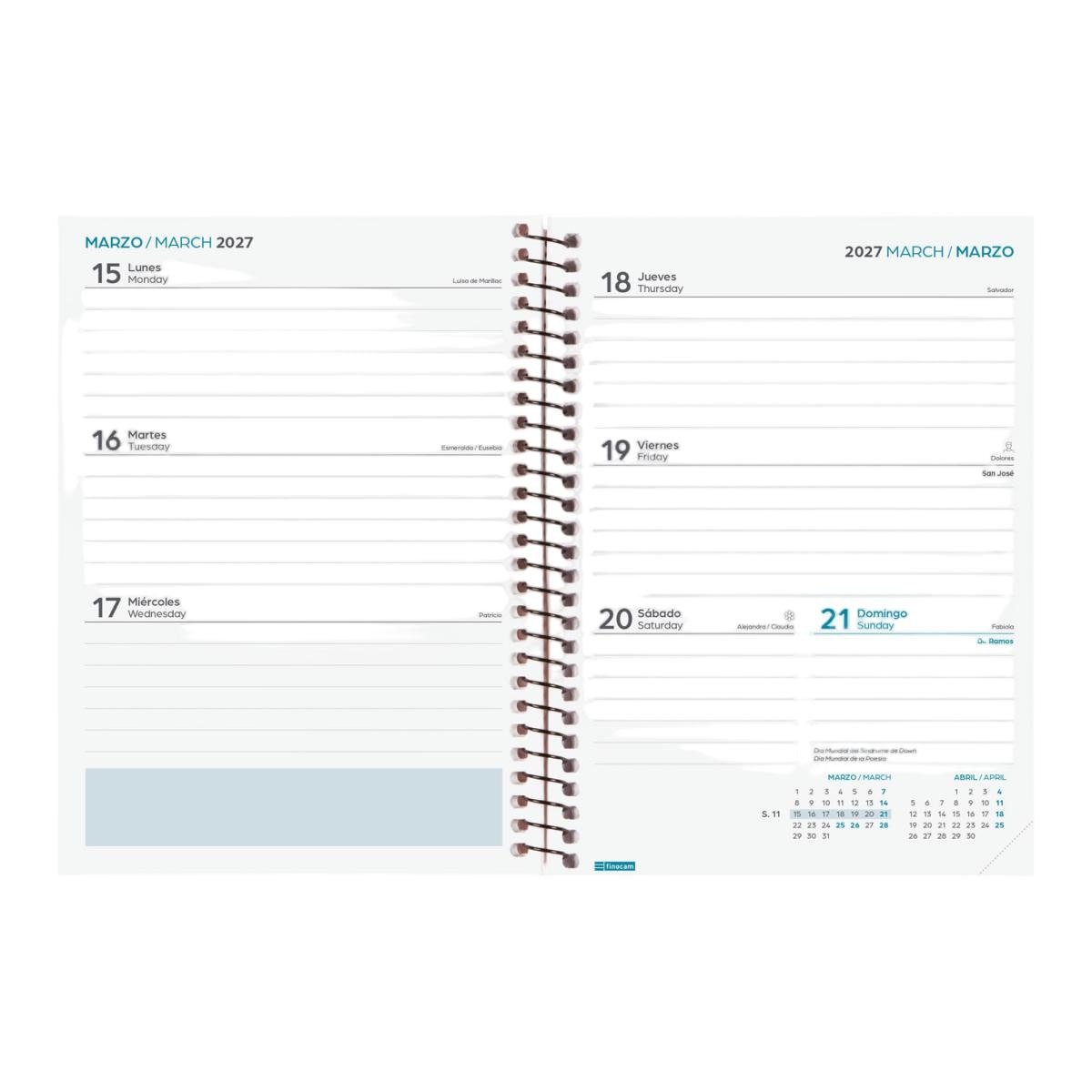 Agenda curso 2026-2027 Cool 8º-120x164 mm semana vista horizontal Finocam negro multilingüe Negro-4