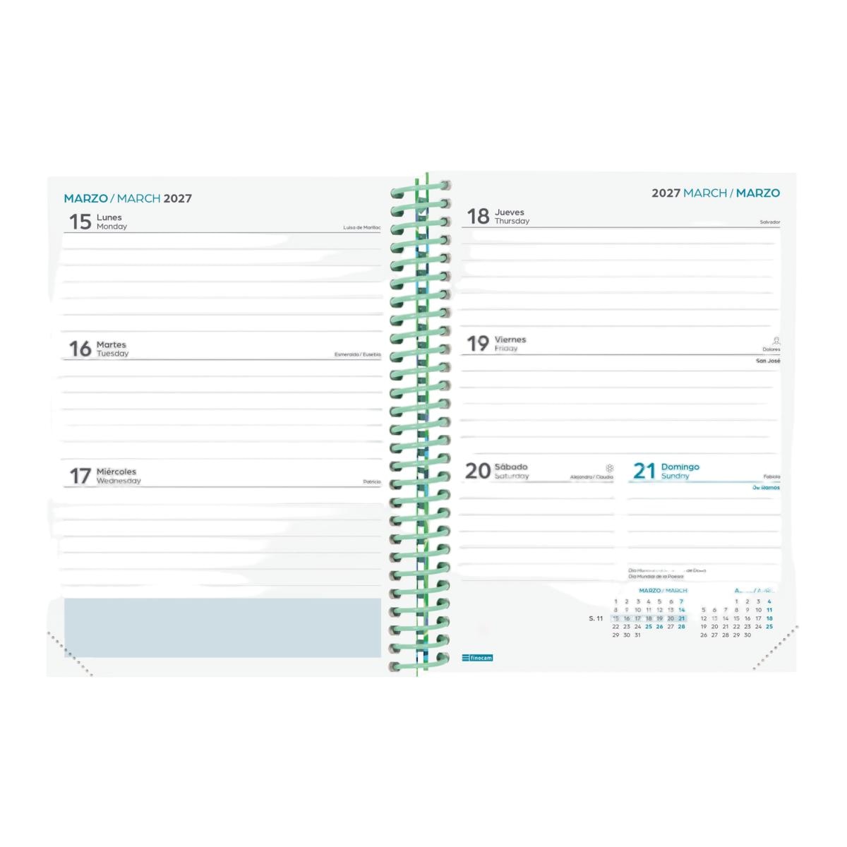 Agenda curso 2026-2027 Diva 8º-120x164 mm semana vista horizontal Selva Finocam multilingüe Multicolor-4