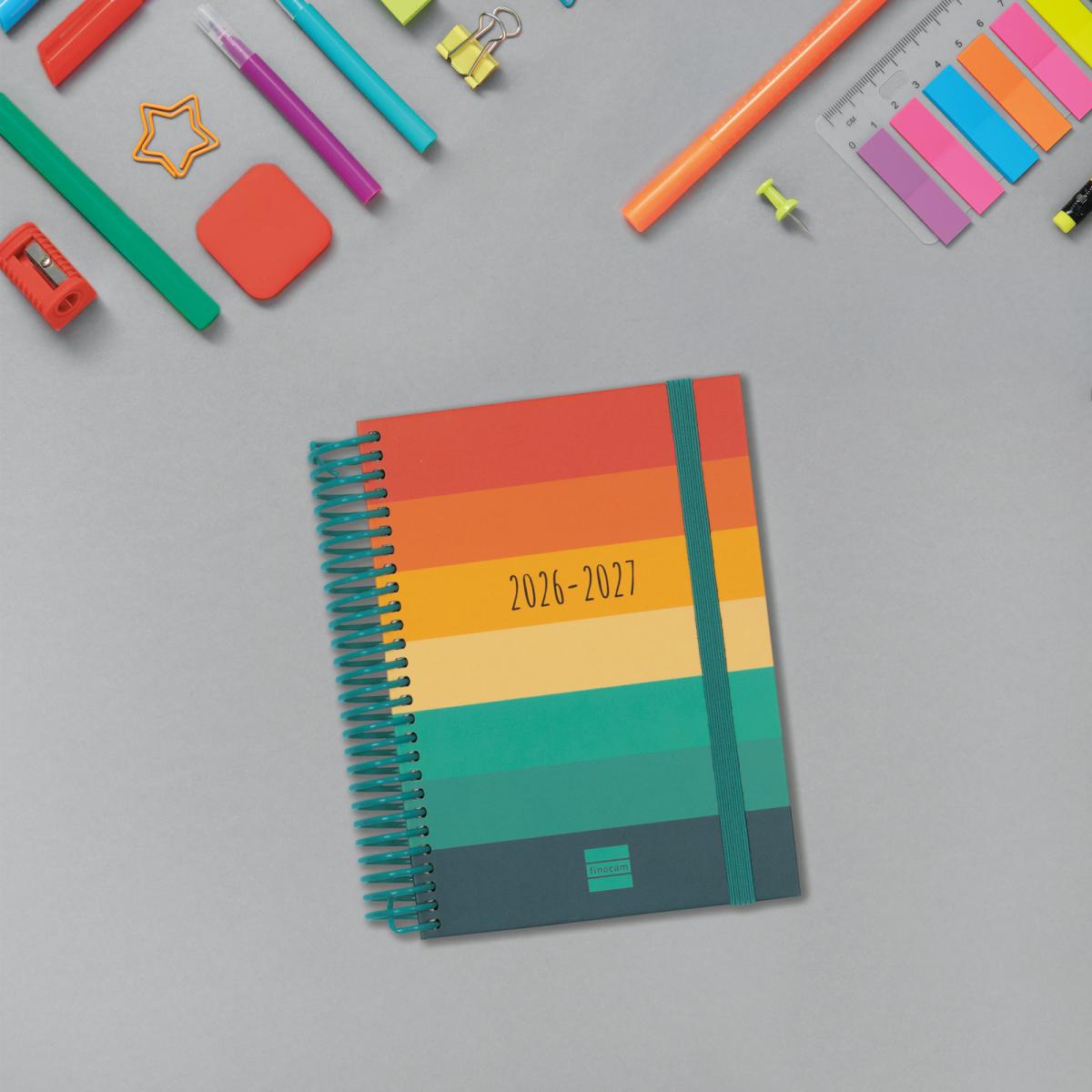 Agenda curso 2026-2027 Diva 8º-120x164 mm 1 día página Colors Finocam multilingüe Multicolor-2