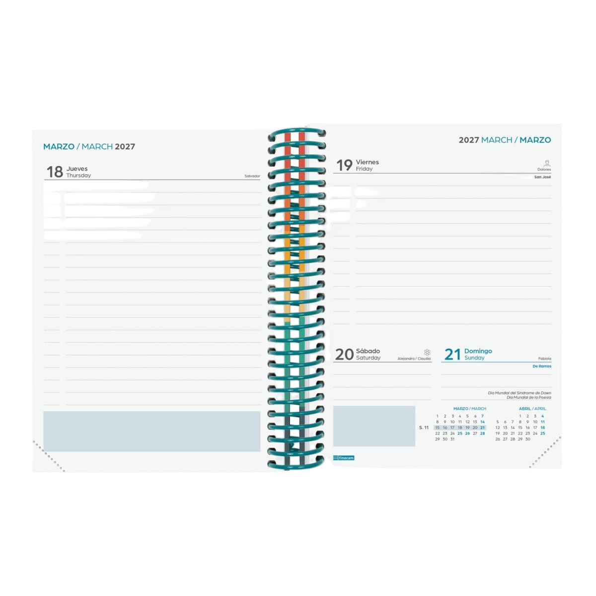 Agenda curso 2026-2027 Diva 8º-120x164 mm 1 día página Colors Finocam multilingüe Multicolor-4