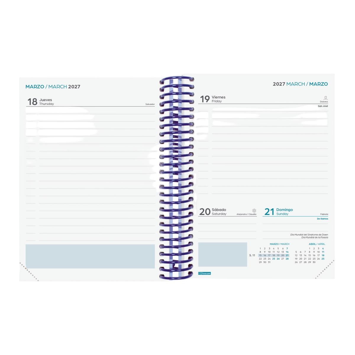Agenda curso 2026-2027 Diva 8º-120x164 mm 1 día página Olas Finocam multilingüe Multicolor-4