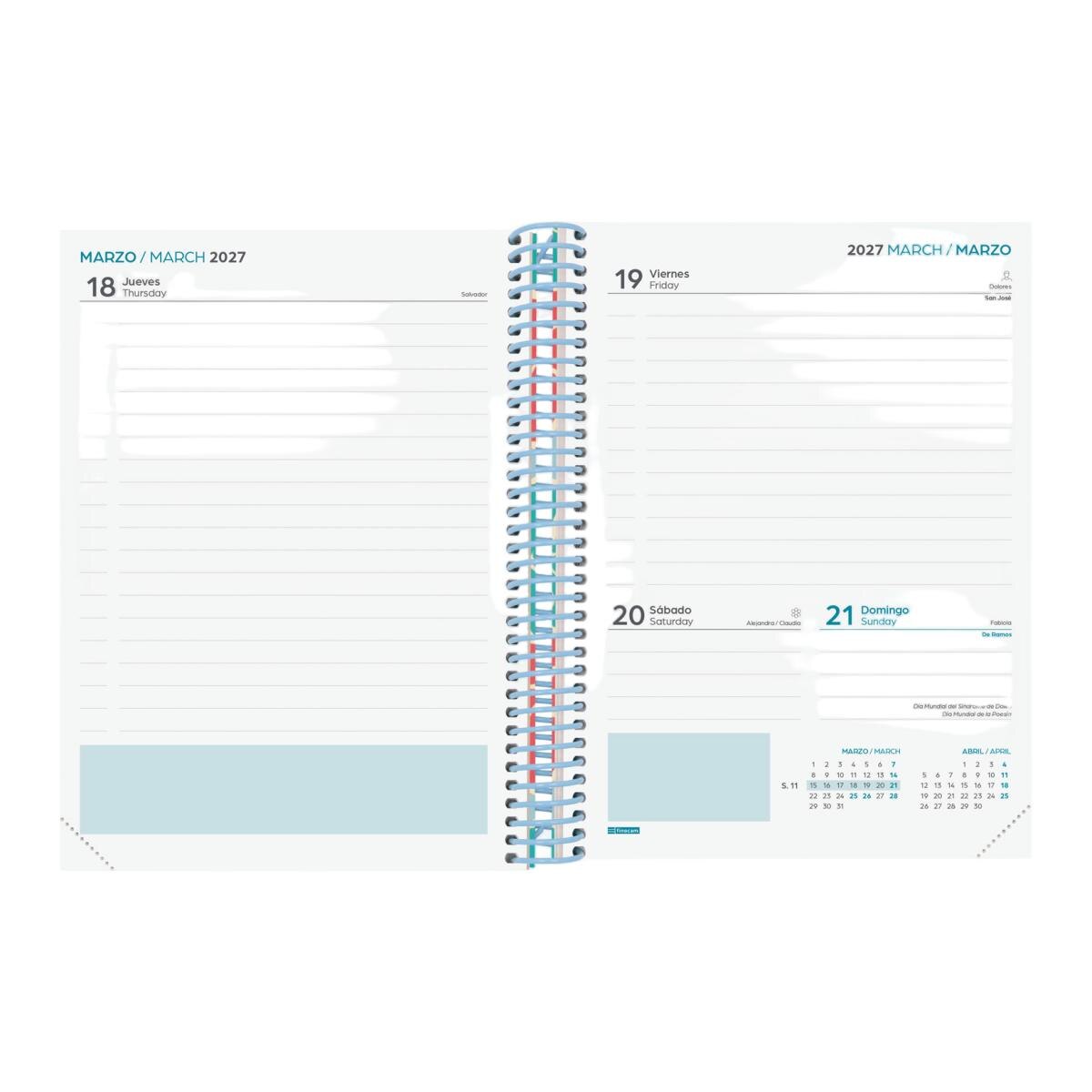 Imagen 4 de Agenda curso 2026-2027 Diva 4º-155x212 mm 1 día página Spring Finocam multilingüe