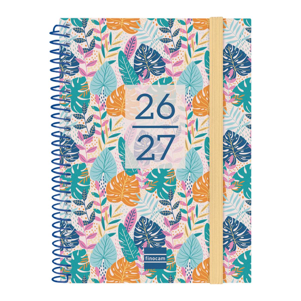 Imagen 1 de Agenda curso 2026-2027 Secundaria 8º-120x164 mm semana vista horizontal Tropical Finocam multilingüe Multicolor