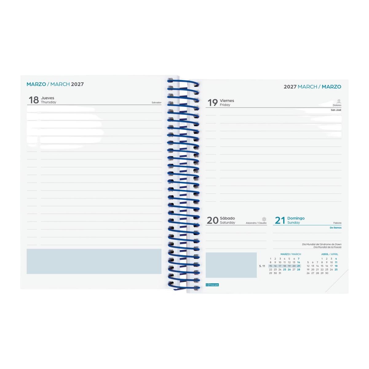 Agenda curso 2026-2027 Secundaria 8º-120x164 mm 1 día página Tropical Finocam multilingüe Multicolor-5