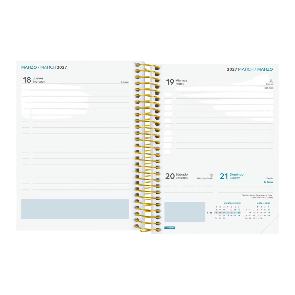 Agenda curso 2026-2027 Secundaria 8º-120x164 mm 1 día página Shine Finocam multilingüe Multicolor-5
