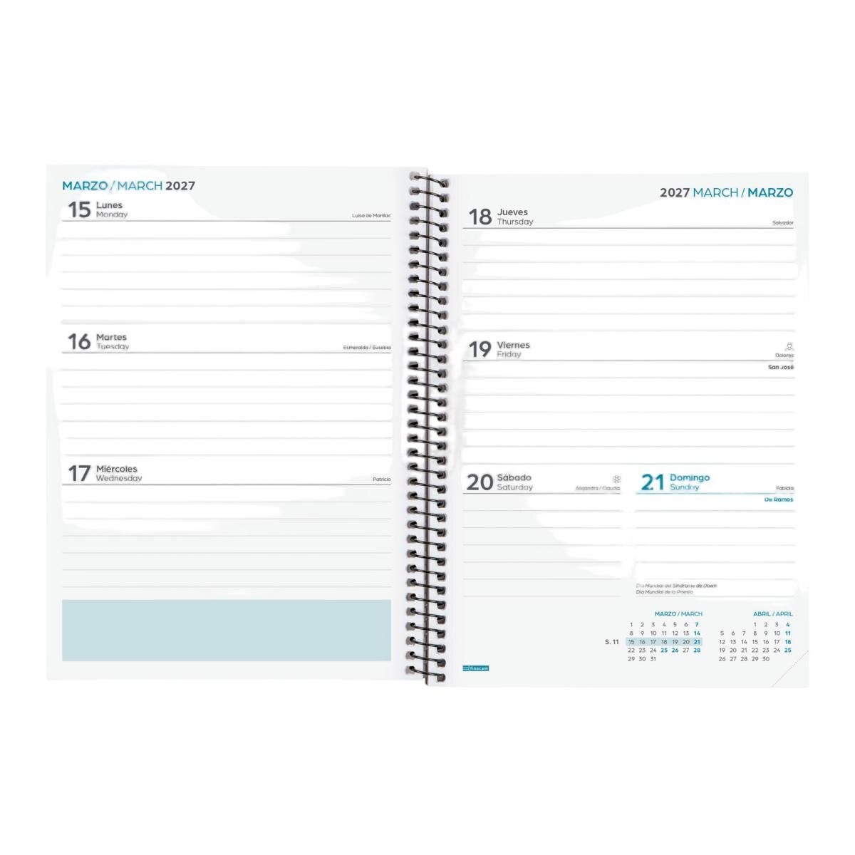 Agenda curso 2026-2027 Secundaria 4º-155x212 mm semana vista horizontal Finocam negro multilingüe 5